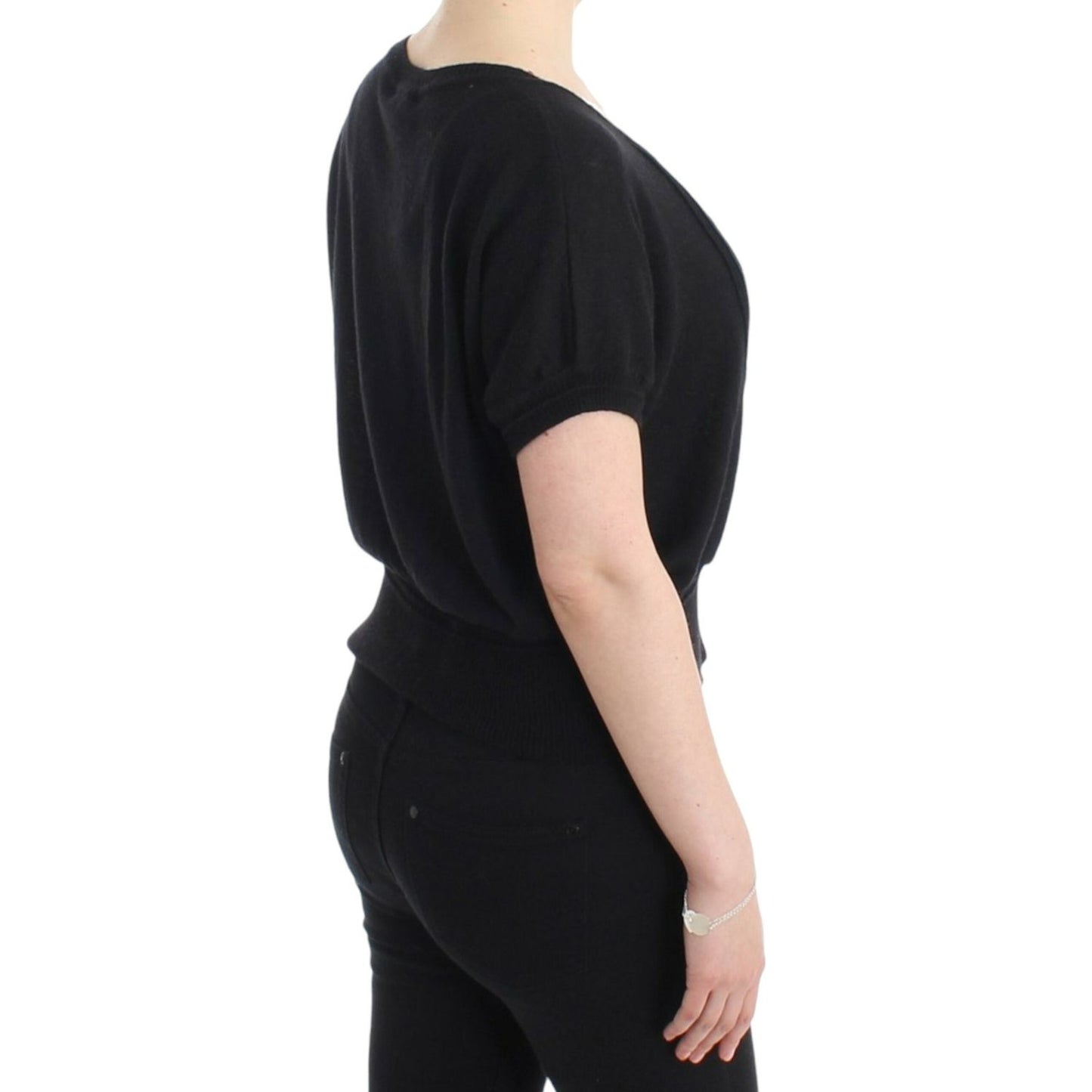 Cavalli Elegant Short Sleeved Black Jumper black-short-sleeved-jumper 9639-black-short-sleeved-jumper-2-3-scaled-e72cf05b-5e2.jpg