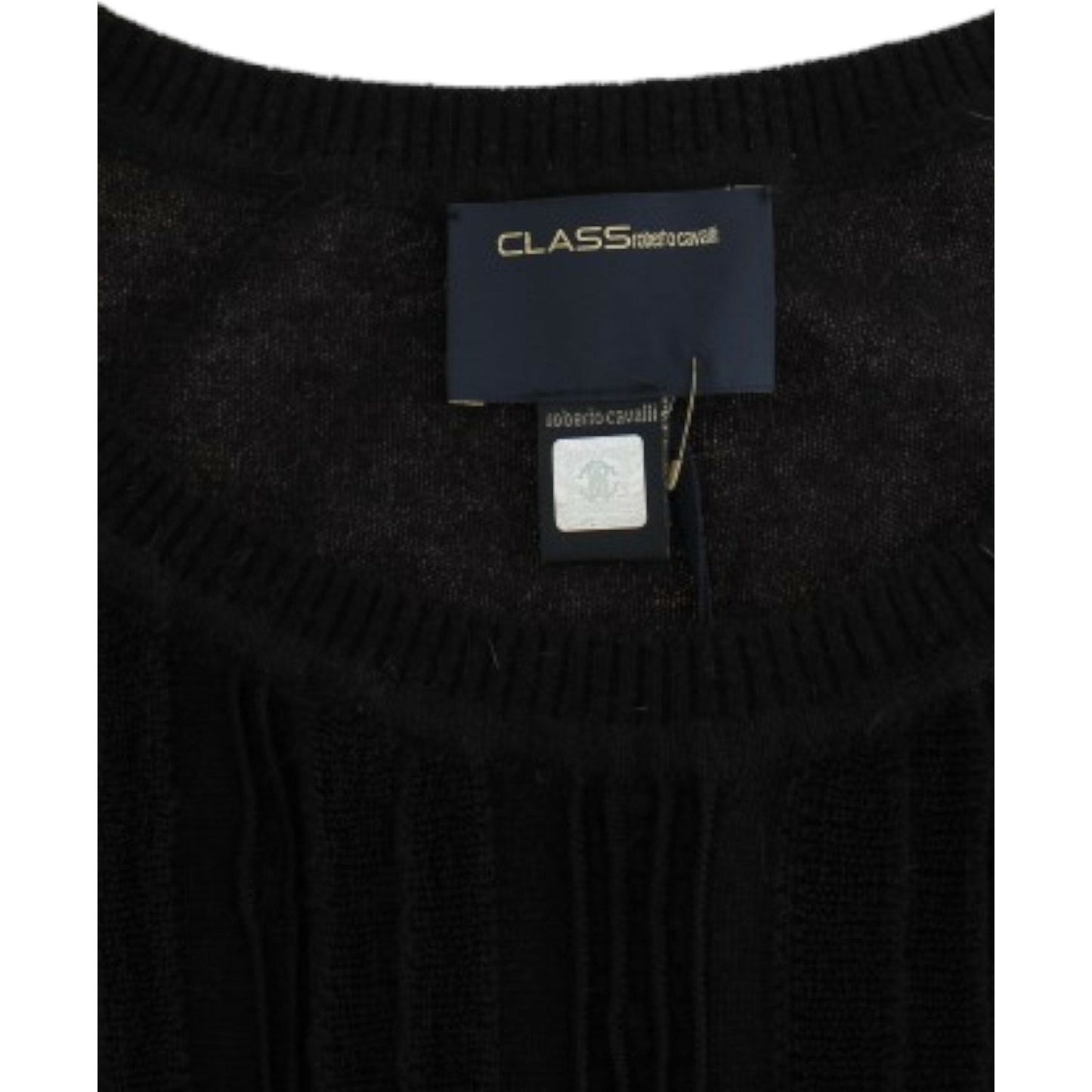 Cavalli Elegant Short Sleeved Black Jumper black-short-sleeved-jumper 9639-black-short-sleeved-jumper-2-5-scaled-6c534732-061.jpg