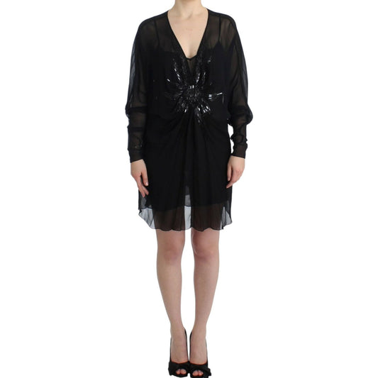 Cavalli Elegant Sheer Black Silk Blouson Dress black-long-sleeve-silk-dress 9722-black-long-sleeve-silk-dress-scaled-589905b2-f63.jpg