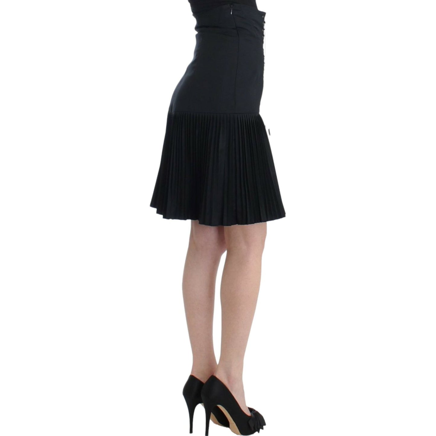 Cavalli Elegant Black Pleated Lace A-Line Skirt black-pleated-laced-skirt 9831-black-pleated-laced-skirt-3-scaled-65a55197-16d.jpg