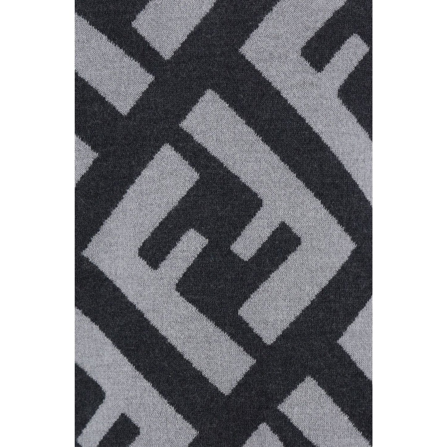 Fendi Chic Grey Wool Iconic Logo Sweater grey-wool-logo-details-sweater