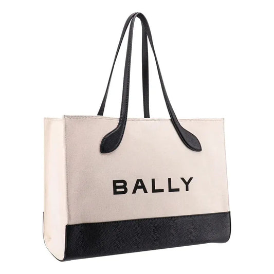 Bally Elegant Two-Tone Leather Tote Shoulder Bag white-and-black-leather-tote-shoulder-bag