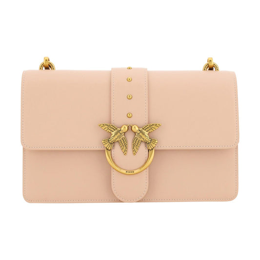 PINKO Pink Calf Leather Love One Classic Shoulder Bag pink-calf-leather-love-one-classic-shoulder-bag