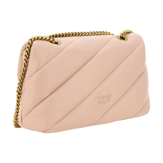 PINKO Pink Calf Leather Love Classic Shoulder Bag pink-calf-leather-love-classic-shoulder-bag