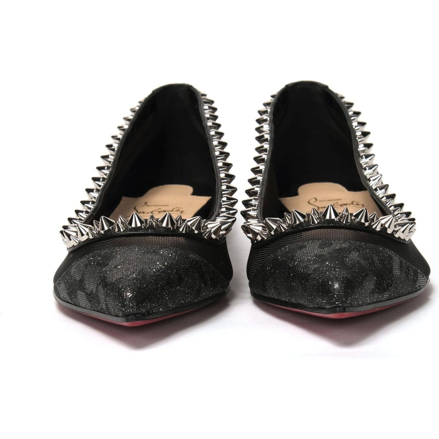 Christian Louboutin Black Silver Flat Point Toe Shoe black-silver-flat-point-toe-shoe