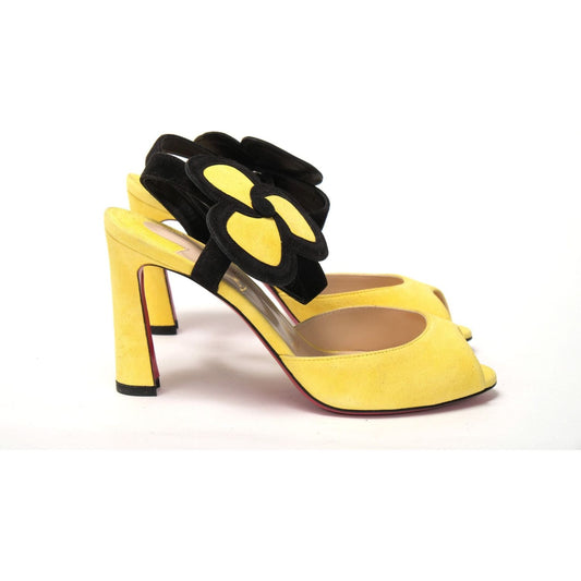 Christian Louboutin Yellow Black Peep Toe Flower Sandal yellow-black-peep-toe-flower-sandal