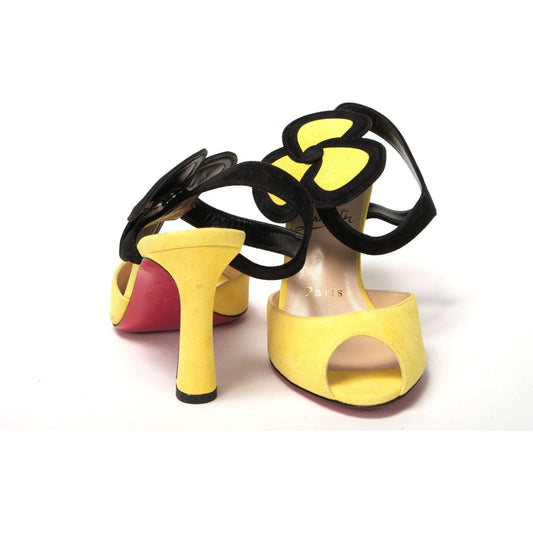 Christian Louboutin Yellow Black Peep Toe Flower Sandal yellow-black-peep-toe-flower-sandal