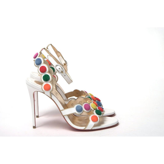 Christian Louboutin White Multicolor Spot Design High Heels Shoes Sandal white-multicolor-spot-design-high-heels-shoes-sandal