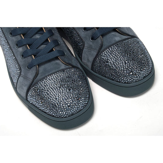 Christian Louboutin | Blue Louis Junior Spikes Sneaker Shoes  | McRichard Designer Brands