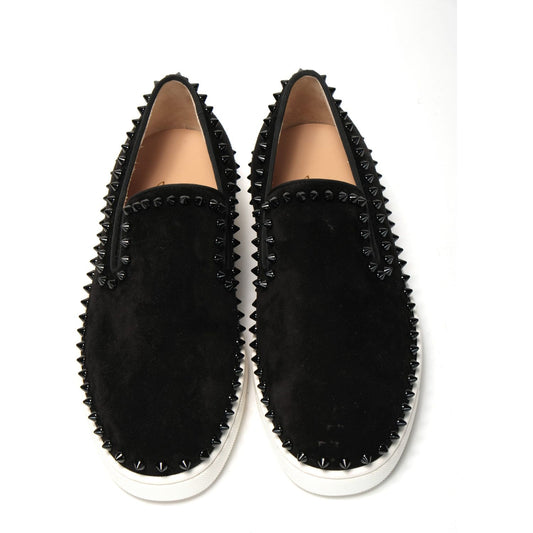 Christian Louboutin | Black Pik Boat Flat Veau Shoes | McRichard Designer Brands