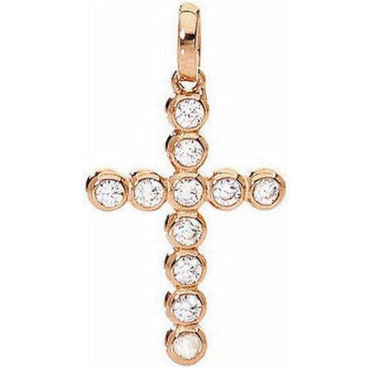 AMEN Mod. CROCE PICCOLA Argento IP Oro rosa e Zirconi DESIGNER FASHION JEWELLERY