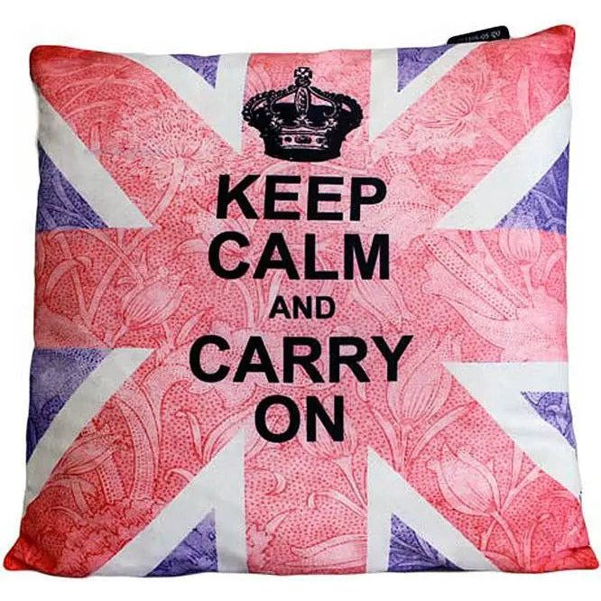 CUSCINI LETTERARI - Copricuscino in Juta lavata / Cotton pillow case  KEEP CALM AND CARRY ON - Size 40x40cm