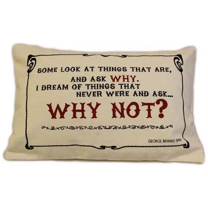 CUSCINI LETTERARI - Copricuscino in Juta lavata / Cotton pillow case  WHY NOT - Size 38x25cm FASHION ACCESSORIES CUSCINI LETTERARI