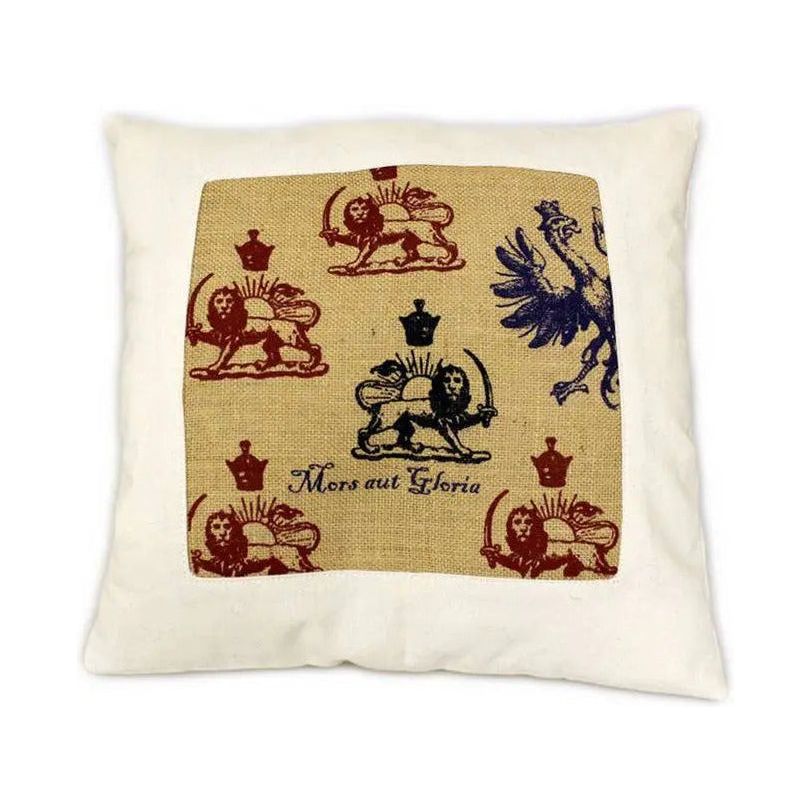 CUSCINI LETTERARI - Copricuscino in Juta lavata / Cotton pillow case  e Juta lavata MORS AUT GLORIA - Size 40x40cm FASHION ACCESSORIES CUSCINI LETTERARI