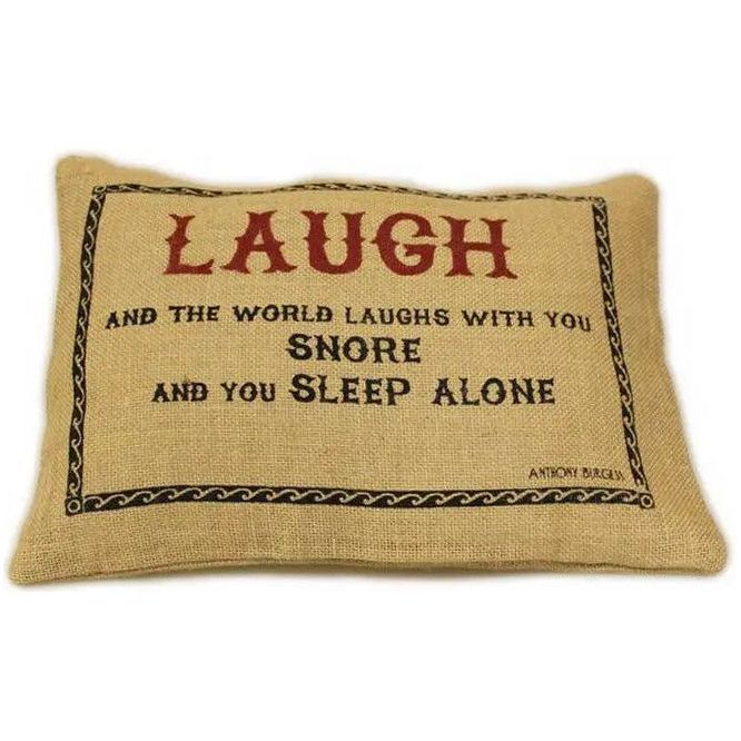 CUSCINI LETTERARI - Copricuscino in Juta lavata / Juta washed pillow case LAUGH - Size 38x25cm