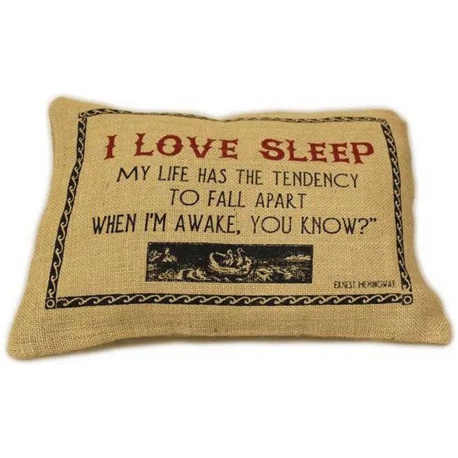 CUSCINI LETTERARI - Copricuscino in Juta lavata / Juta washed pillow case LOVE SLEEP - Size 38x25cm FASHION ACCESSORIES CUSCINI LETTERARI