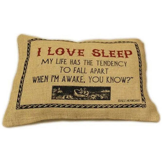 CUSCINI LETTERARI - Copricuscino in Juta lavata / Juta washed pillow case LOVE SLEEP - Size 38x25cm