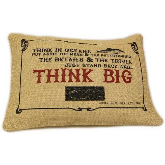 CUSCINI LETTERARI - Copricuscino in Juta lavata / Juta washed pillow case THINK BIG - Size 38x25cm