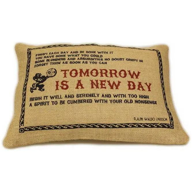 CUSCINI LETTERARI - Copricuscino in Juta lavata / Juta washed pillow case TOMORROW - Size 38x25cm FASHION ACCESSORIES CUSCINI LETTERARI