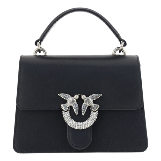 PINKO Elegant Black Calfskin Shoulder Handbag black-calf-leather-love-one-classic-handbag