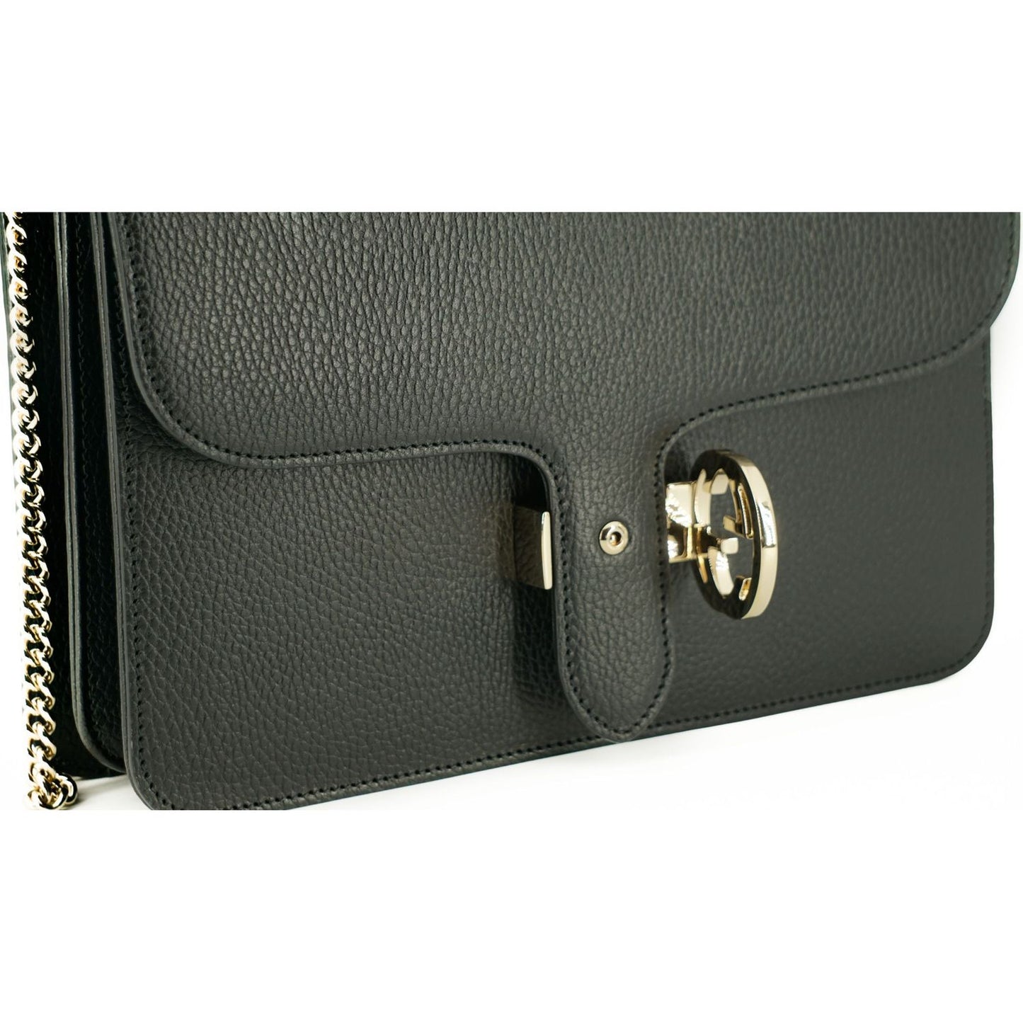 Gucci Elegant Calf Leather Shoulder Bag black-calf-leather-dollar-shoulder-bag-2