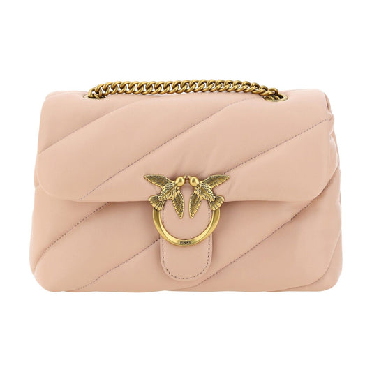 PINKO Pink Calf Leather Love Classic Shoulder Bag pink-calf-leather-love-classic-shoulder-bag