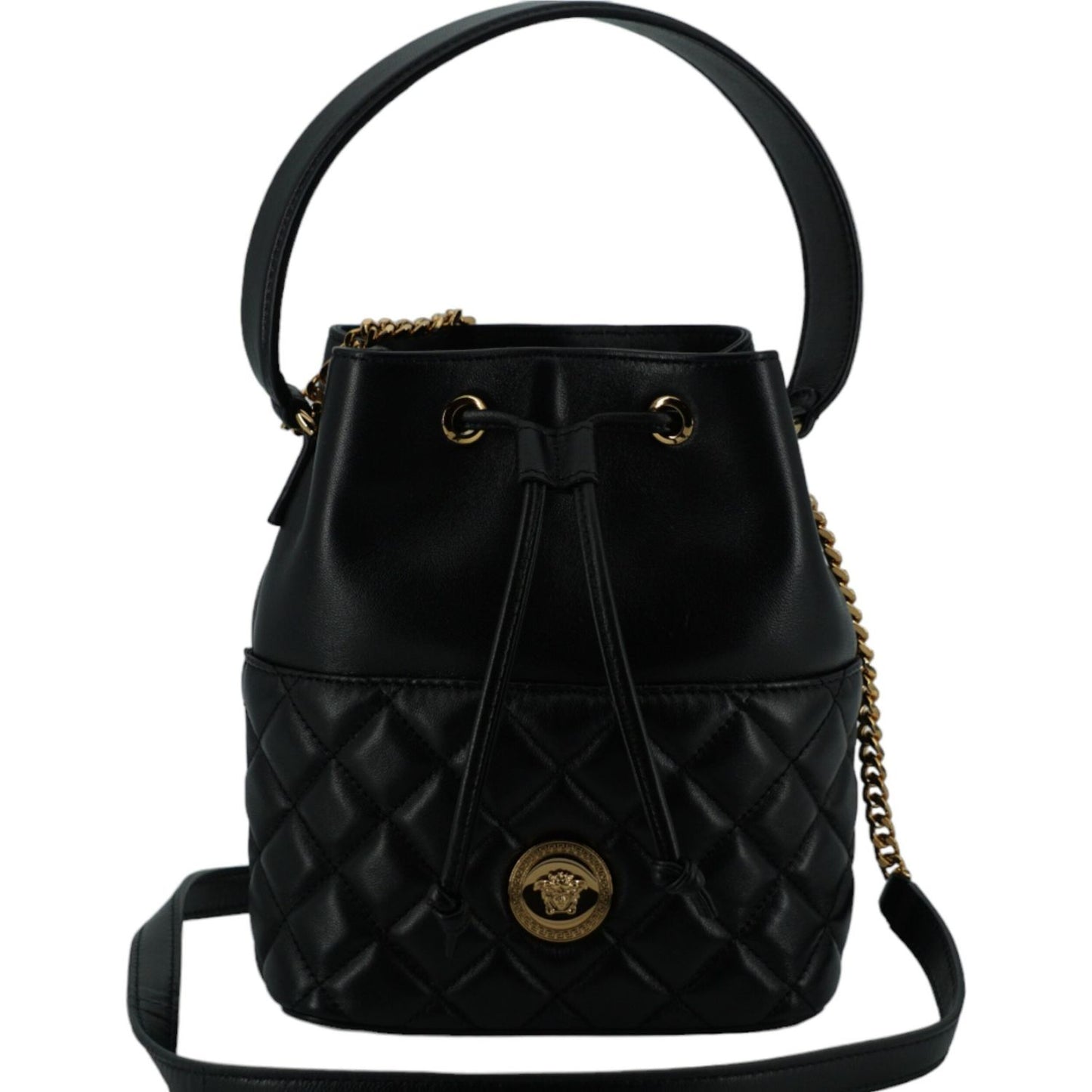 Versace Elegant Black Leather Bucket Shoulder Bag black-calf-leather-small-bucket-shoulder-bag