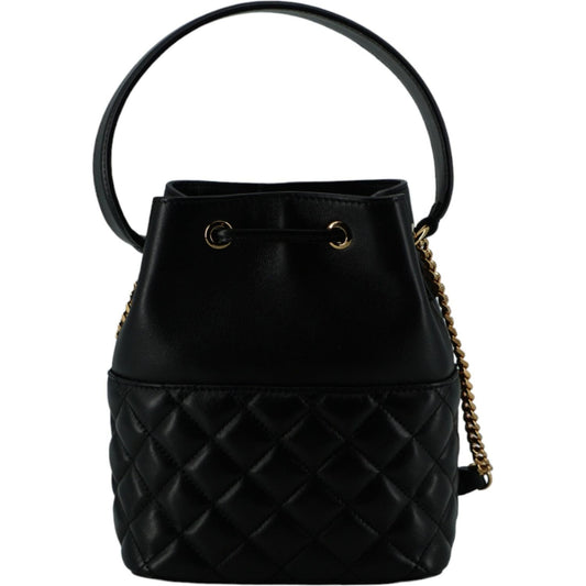 Versace | Black Calf Leather Small Bucket Shoulder Bag| McRichard Designer Brands   