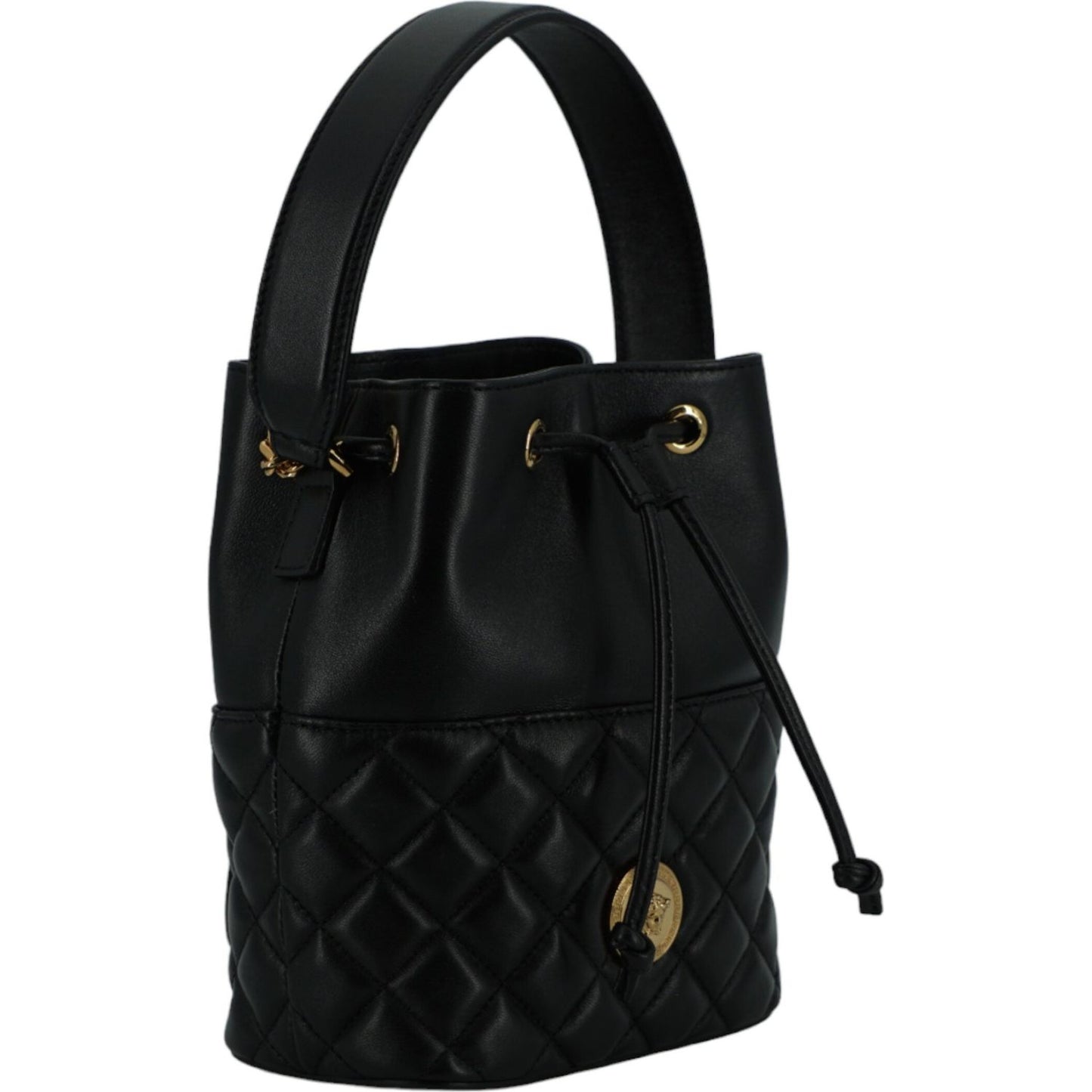 Versace Elegant Black Leather Bucket Shoulder Bag black-calf-leather-small-bucket-shoulder-bag