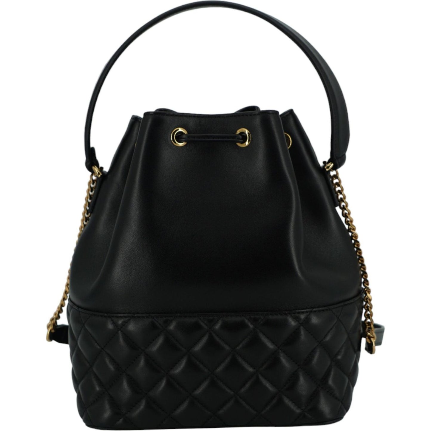 Versace Elegant Black Leather Medusa Bucket Shoulder Bag black-lamb-leather-bucket-shoulder-bag