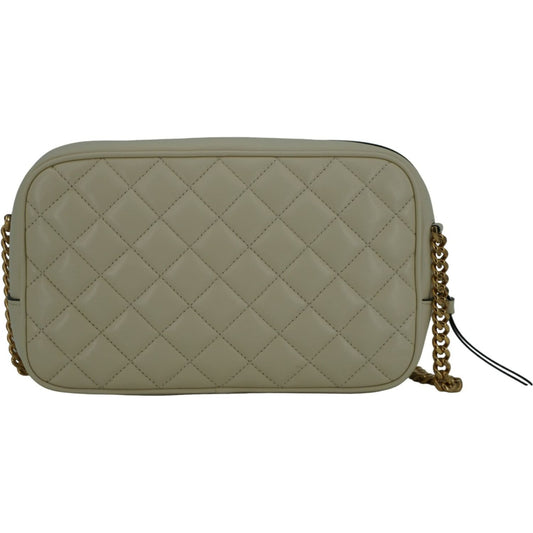 Versace | White Lamb Leather Medium Camera Shoulder Bag| McRichard Designer Brands   