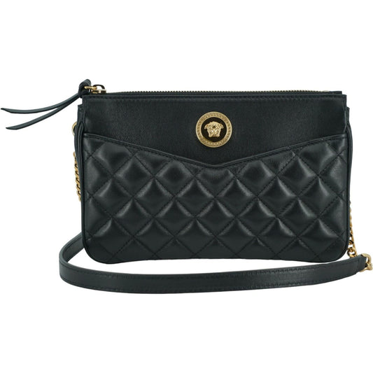 Versace | Black Lamb Leather Pouch Crossbody Bag| McRichard Designer Brands   