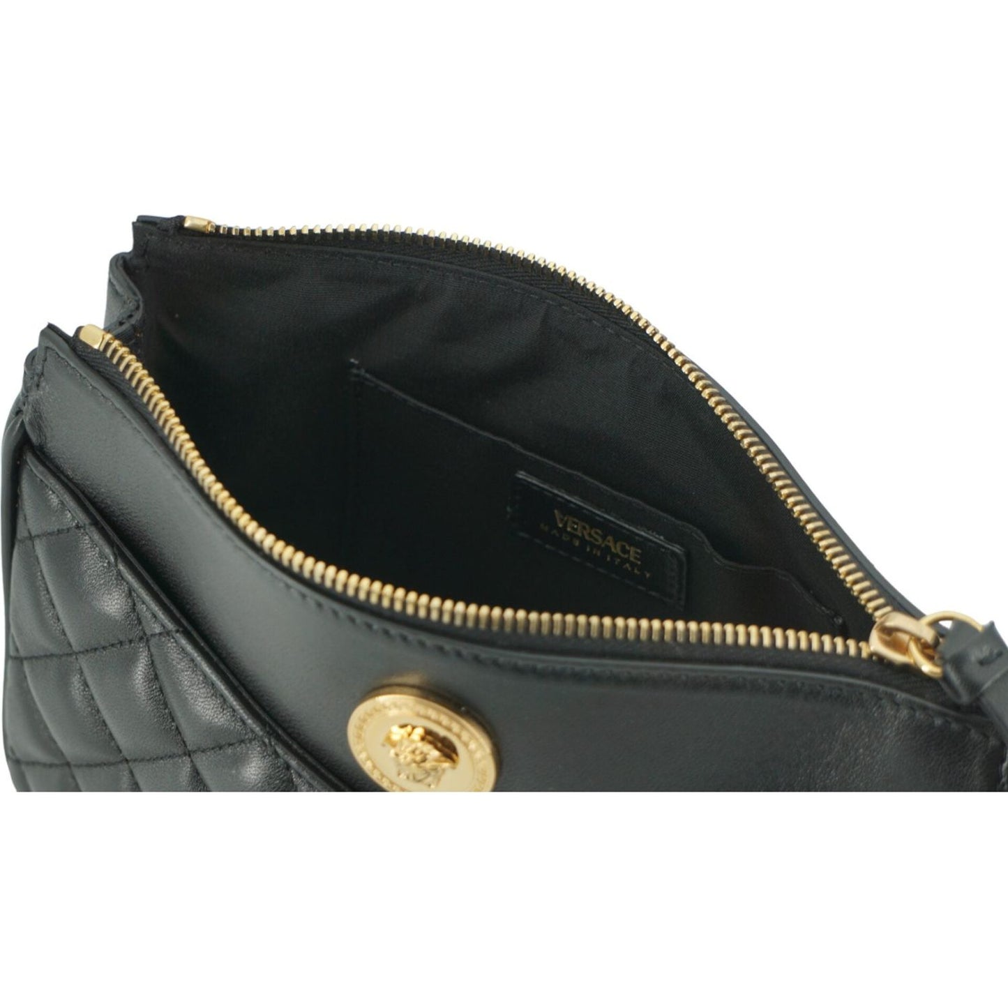 Versace Elegant Black Lamb Leather Crossbody Pouch black-lamb-leather-pouch-crossbody-bag
