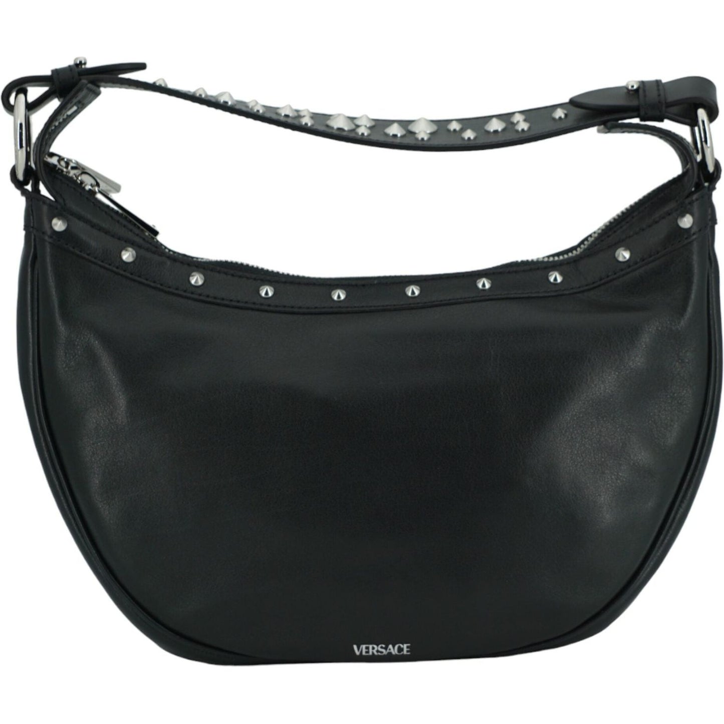 Versace Elegant Black Leather Hobo Shoulder Bag black-calf-leather-small-hobo-shoulder-bag