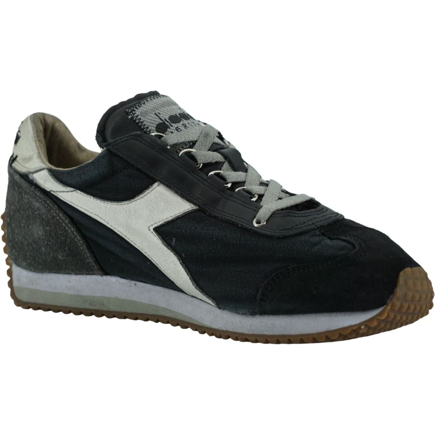 Diadora Chic Canvas and Suede Designer Sneakers gray-equipe-h-dirty-stone-leather-sneakers