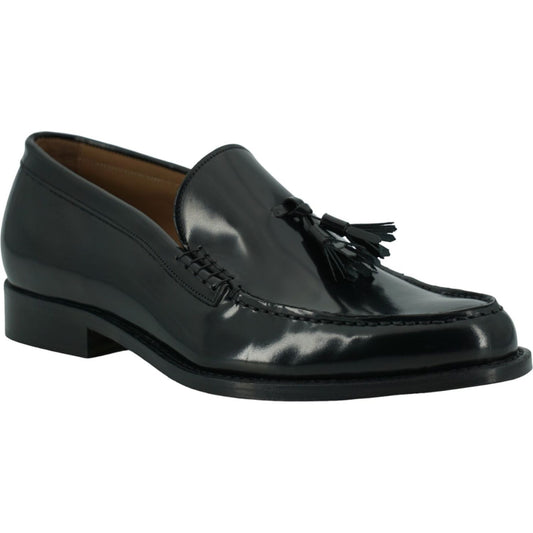 Saxone of Scotland Elegant Black Calf Leather Loafers - Men's Classic Footwear black-spazzolato-leather-mens-loafers-shoes-1