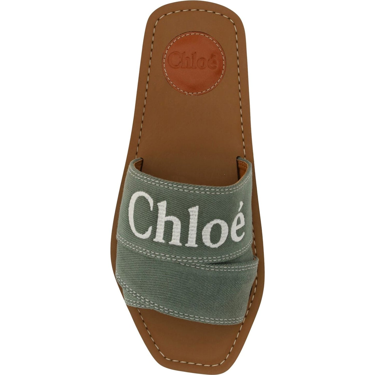 Chloé Elegant Forest Green Cotton Slides forest-green-cotton-slides-woody-sandals