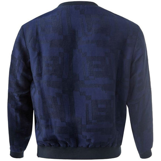 Emporio Armani Elegant Blue Geometric Linen Sweatshirt rounded-neck-sweatshirt-in-blue-with-zip-detail Felpa_Blu_armani-3_23MG-158-161-3-f5c8c861-da1.jpg