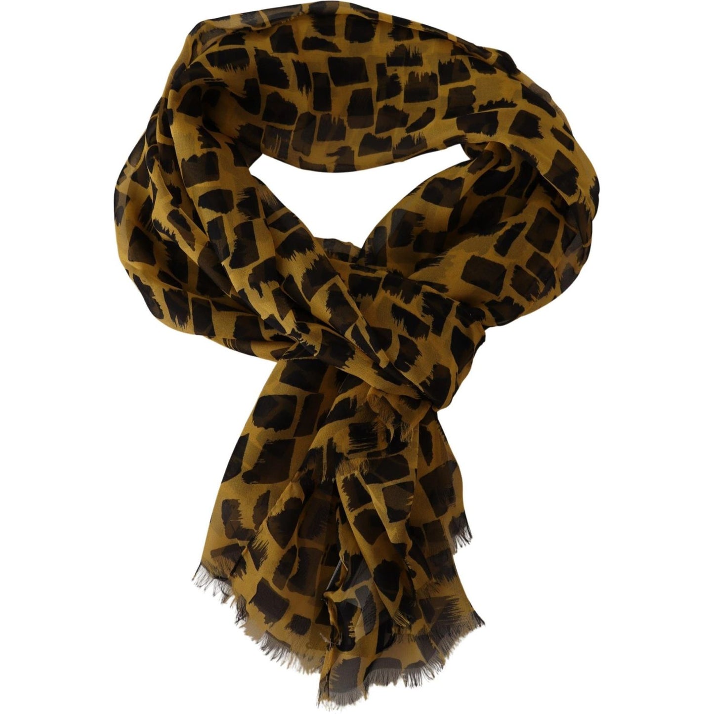 Dolce & Gabbana Elegant Silk Scarf in Yellow & Black yellow-patterned-100-silk-wrap-shawl-scarf