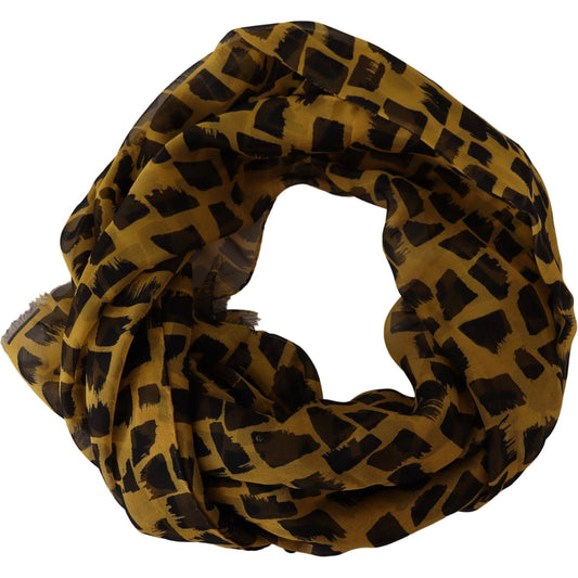 Dolce & Gabbana Elegant Silk Scarf in Yellow & Black yellow-patterned-100-silk-wrap-shawl-scarf