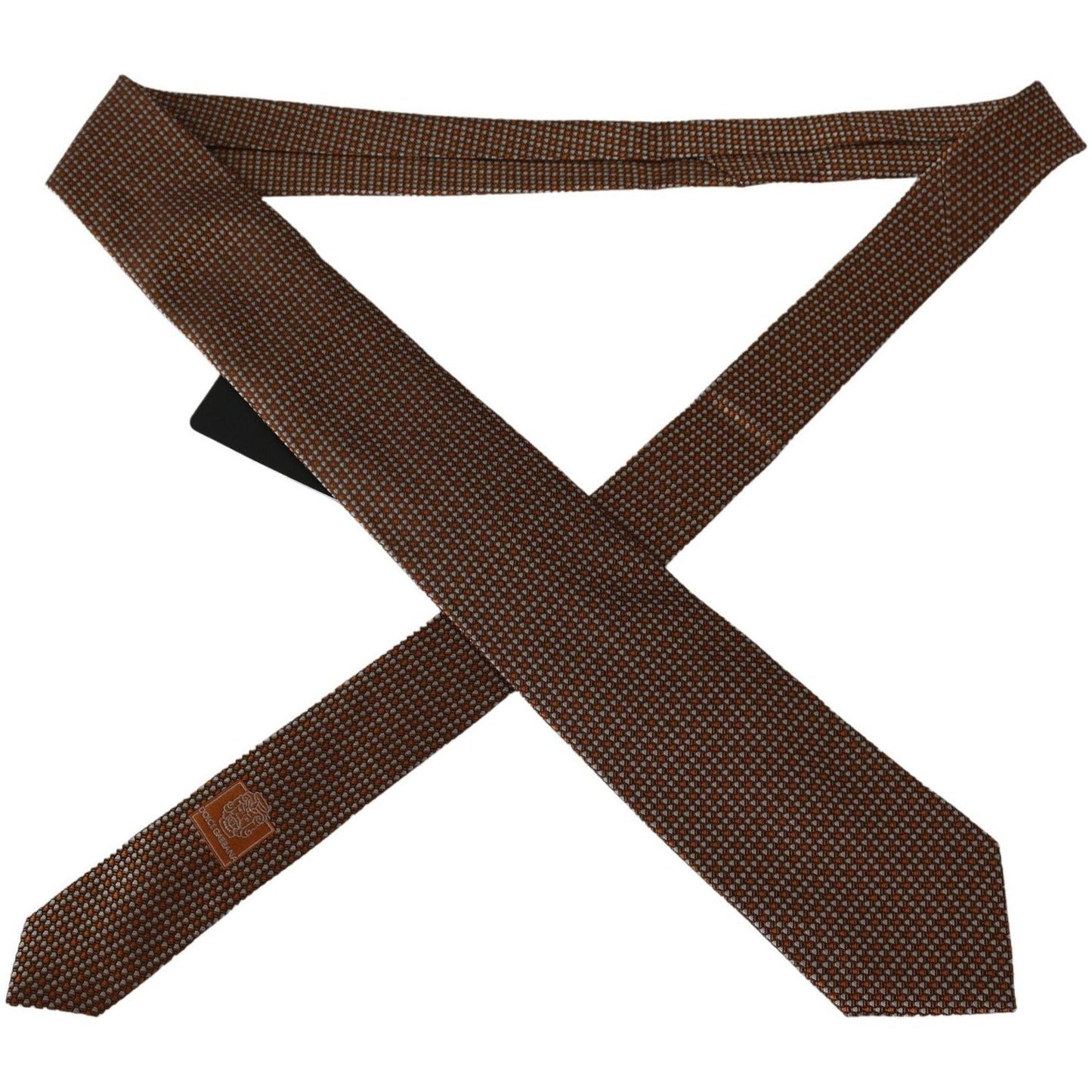 Dolce & Gabbana Elegant Brown Patterned Silk Tie Necktie brown-patterned-wide-silk-necktie IMG_0007-db935e46-35a.jpg