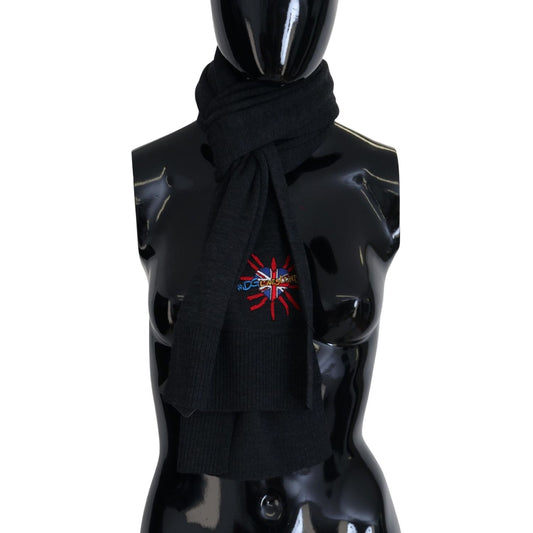 Dolce & Gabbana Elegant Black Wool Scarf Wrap black-sacred-heart-dgloveslondon-wrap-scarf