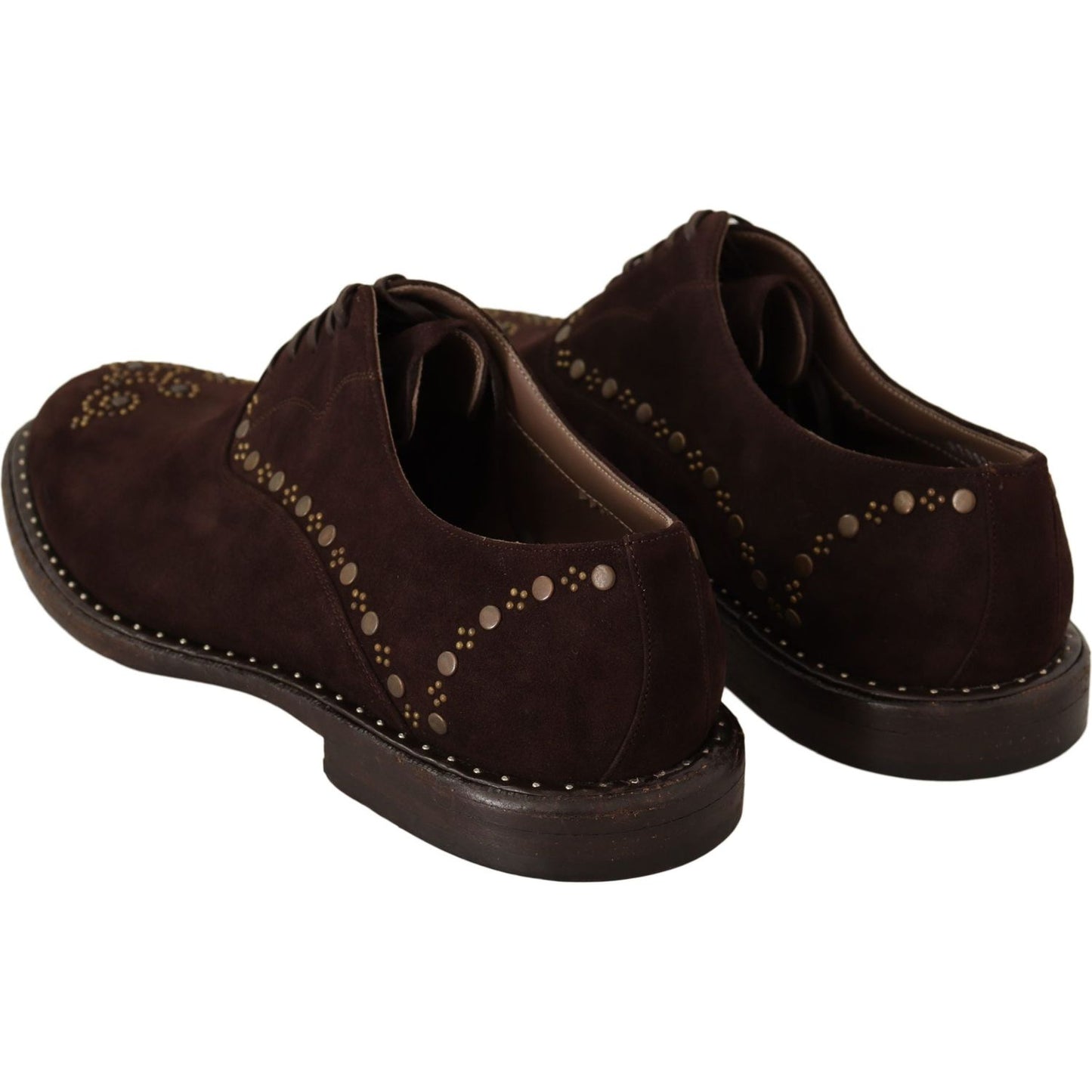 Dolce & Gabbana Elegant Brown Suede Studded Derby Shoes brown-suede-marsala-derby-studded-shoes Dress Shoes