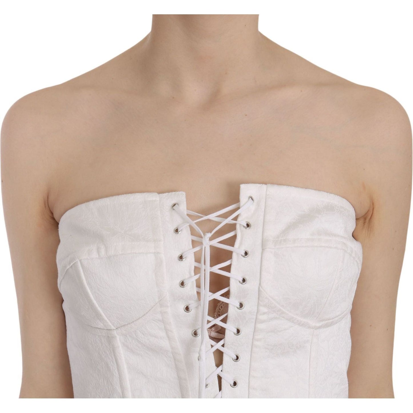Dolce & Gabbana Elegant White Strapless Corset Top white-palermo-cotton-bustier-top-corset