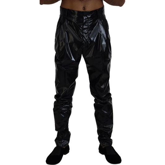 Dolce & Gabbana Sleek Italian Black MainLine Pants black-shining-nylon-skinny-men-pants IMG_0029-scaled-79776c26-219.jpg