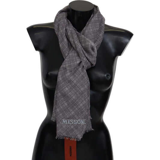 Missoni Elegant Wool Silk Blend Plaid Scarf gray-plaid-wool-unisex-neck-wrap-scarf IMG_0040-scaled-6540a722-333.jpg