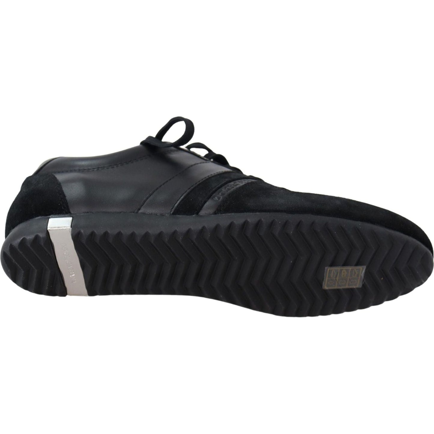 Dolce & Gabbana Elegant Black Leather Sport Sneakers black-logo-leather-casual-sneakers-shoes