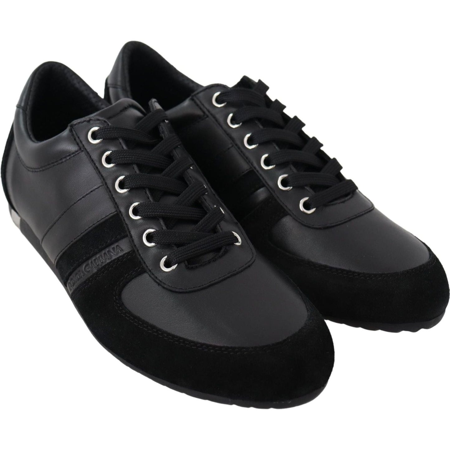 Dolce & Gabbana Elegant Black Leather Sport Sneakers black-logo-leather-casual-sneakers-shoes
