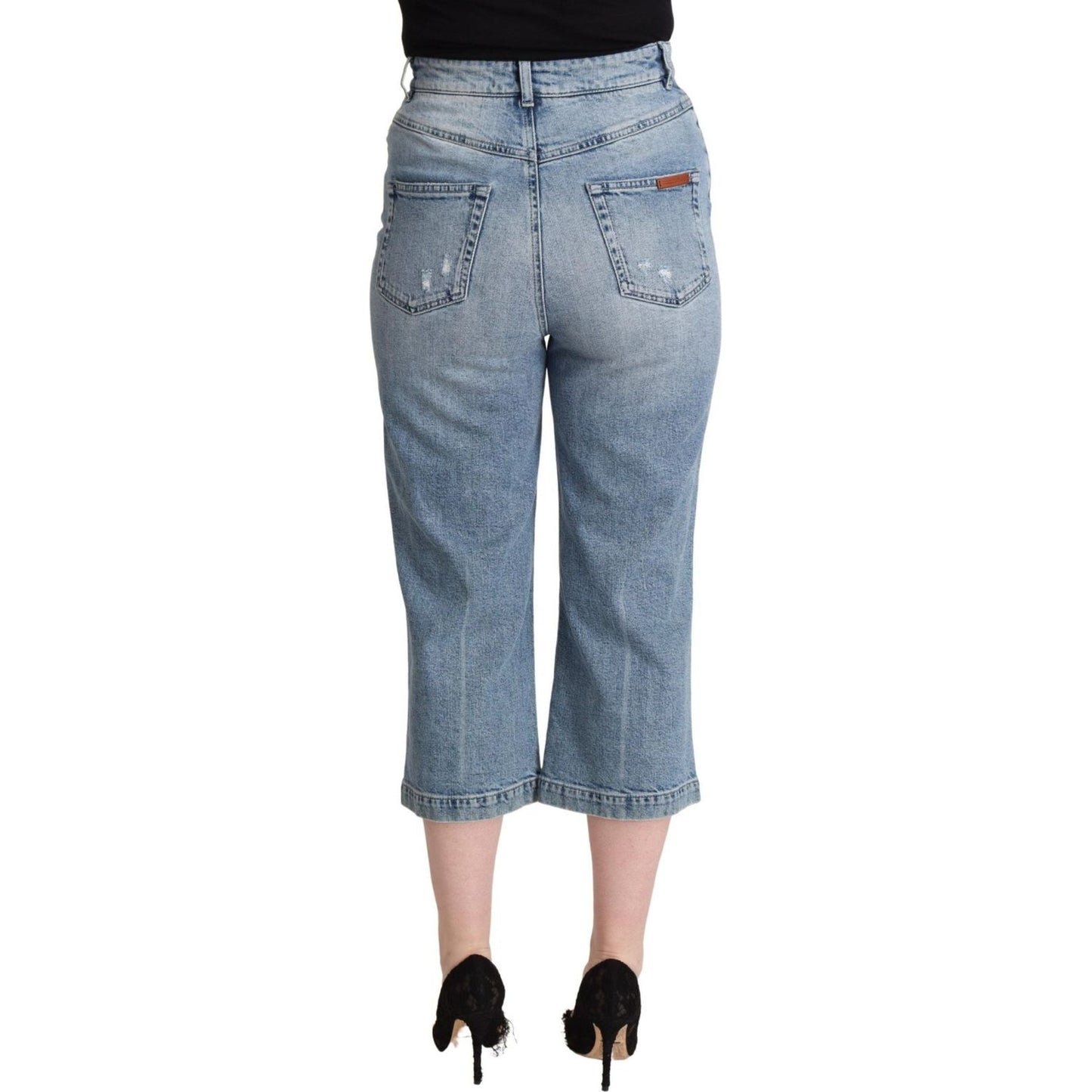 Dolce & Gabbana Chic Capri Cropped Denim Jeans blue-tattered-cotton-denim-capri-cropped-jeans