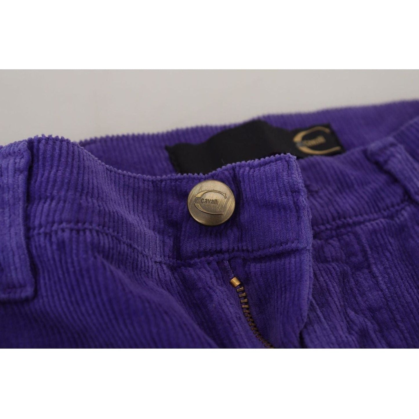 Just Cavalli Elegant Purple Corduroy Straight Fit Pants purple-cotton-corduroy-women-pants